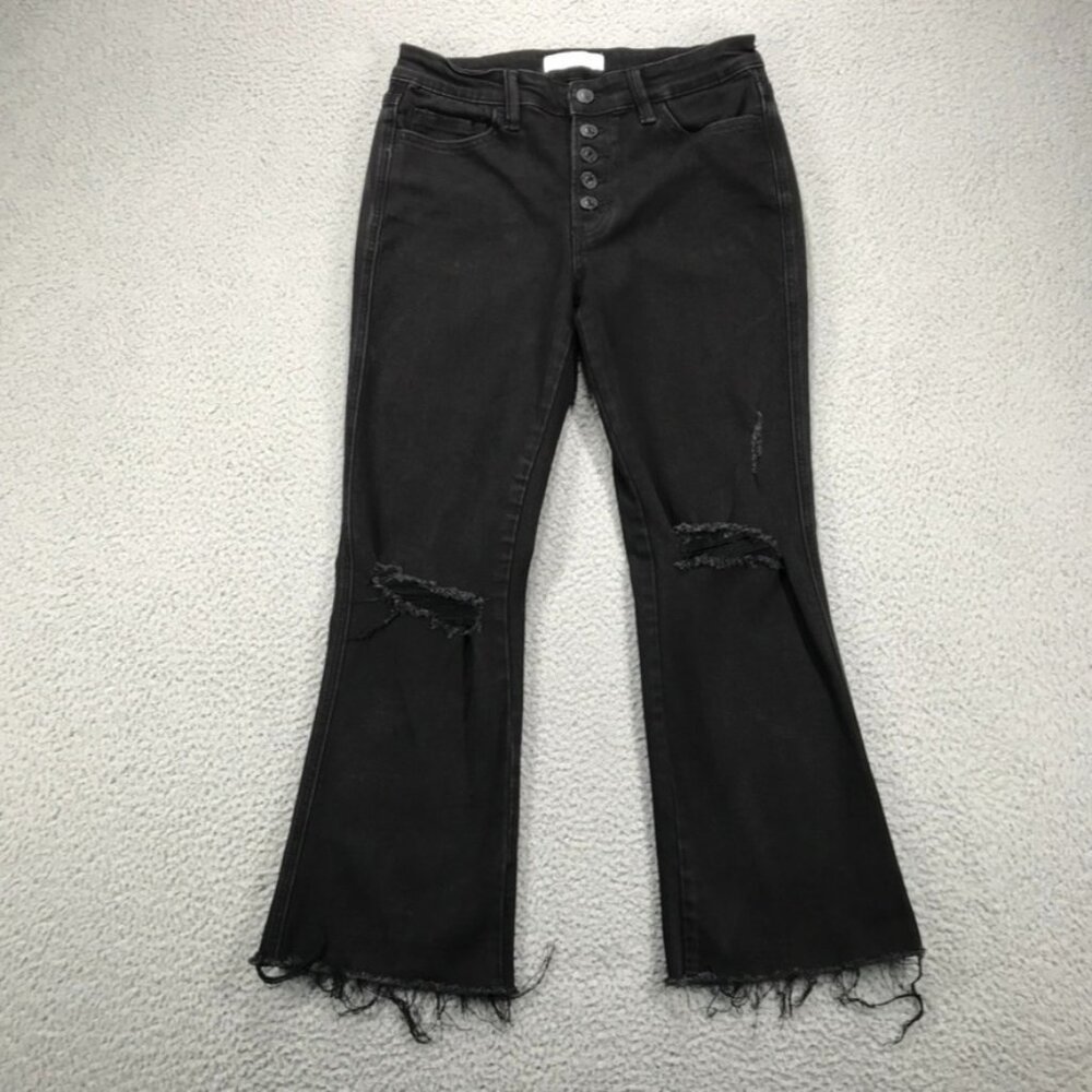 Flying Monkey Black Distressed Flare Jeans